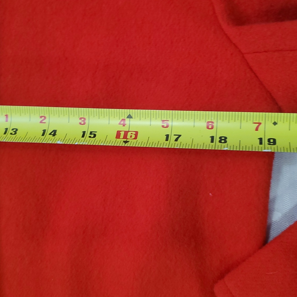 Vtg Coatique Red Wool Women's Pea Coat Jacket - Picture 11 of 13
